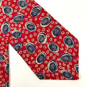 ACCENTS by ISAAC ZELCER Mens 100% Silk Tie Designer Necktie Red Blue Made in USA